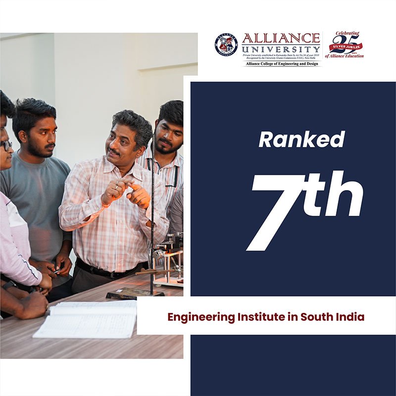 Alliance College of Engineering & Design, Alliance University tops the chart in Times All India Engineering Institutes Ranking Survey 2022.
