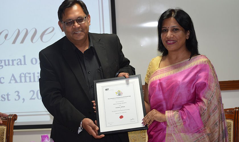 Alliance University becomes an Academic Affiliate of The Institute of Engineering and Technology, UK [IET]